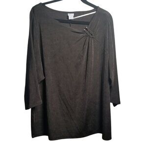 Chico's Travelers Women's Dark Brown Business Casual OfficeTop Sz 4 (20/22)